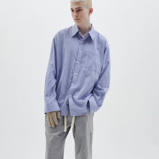 (1회착용) 윈더(WINDER) 윙클 스트라이프 셔츠 - L 사이즈