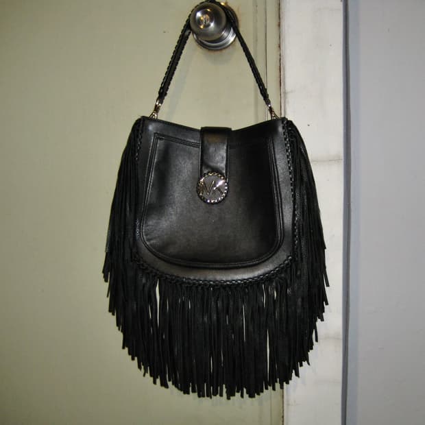 00s 레어 마이클 코어스 풀 가죽 프린지 가방