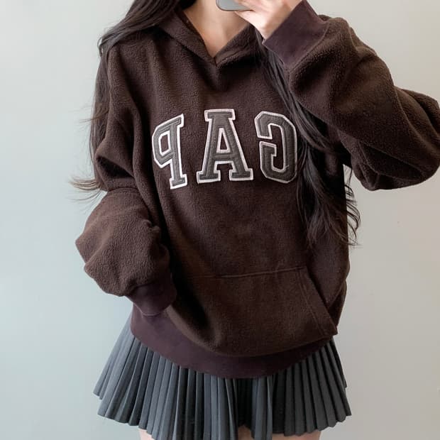 갭 브라운 후리스 후드티 