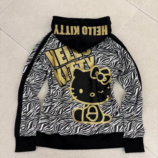 지브라 글리터 키티 후드집업