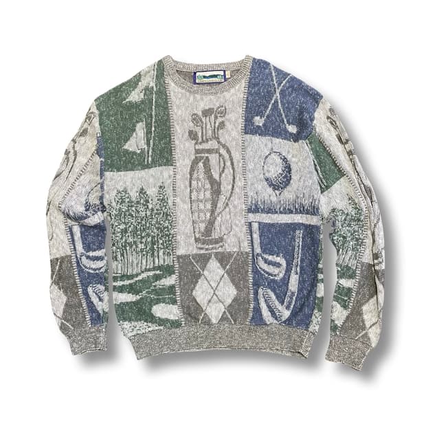 [L] USA빈티지 SHENANDOAH 골프 패턴 니트 스웨터