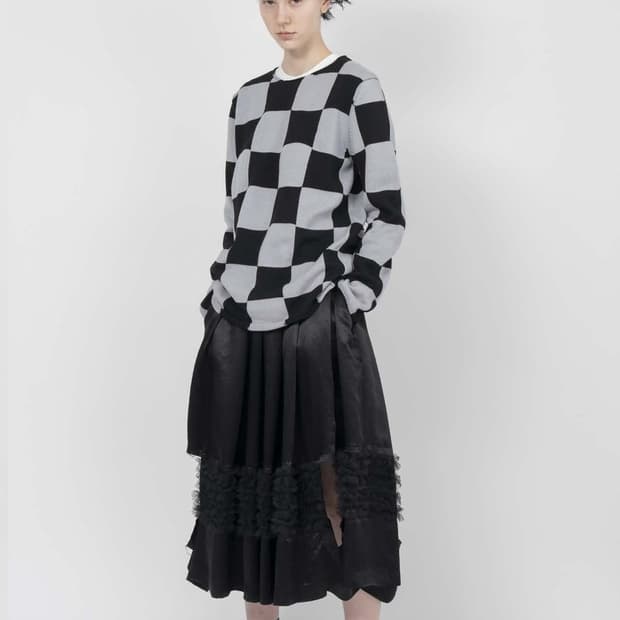 Satin Tulle Frill Detail Skirt