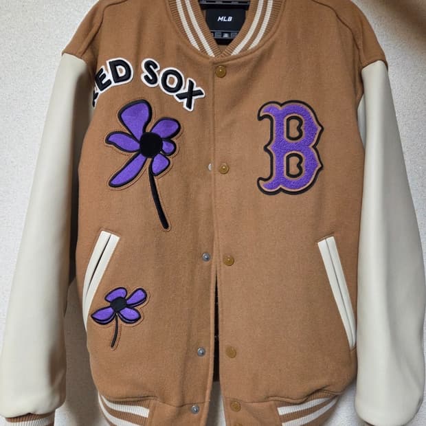 MLB 스웨이드 red sox 야구점퍼 바시티자켓 베이스볼 재킷