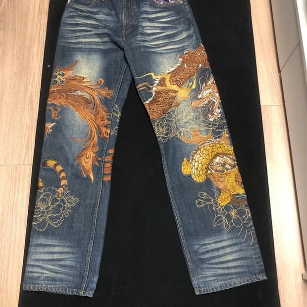 카라쿠리 타마시 사신수 자수 34 size 팬츠