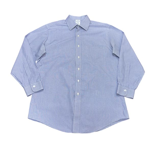L-XL 브룩스브라더스 라이트네이비 포켓 체크 셔츠