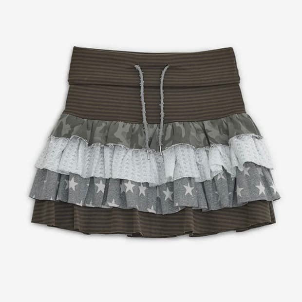 캉캉 레이어드 스커트 (브라운)