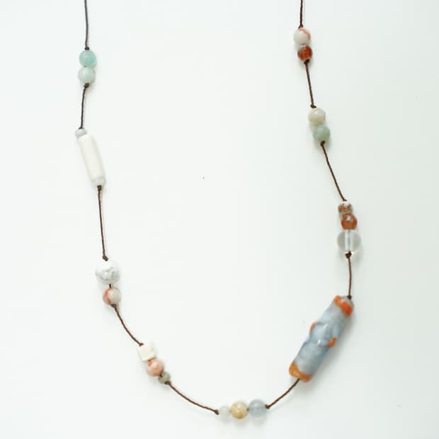 빈티지 비즈 목걸이 unique yellow necklace