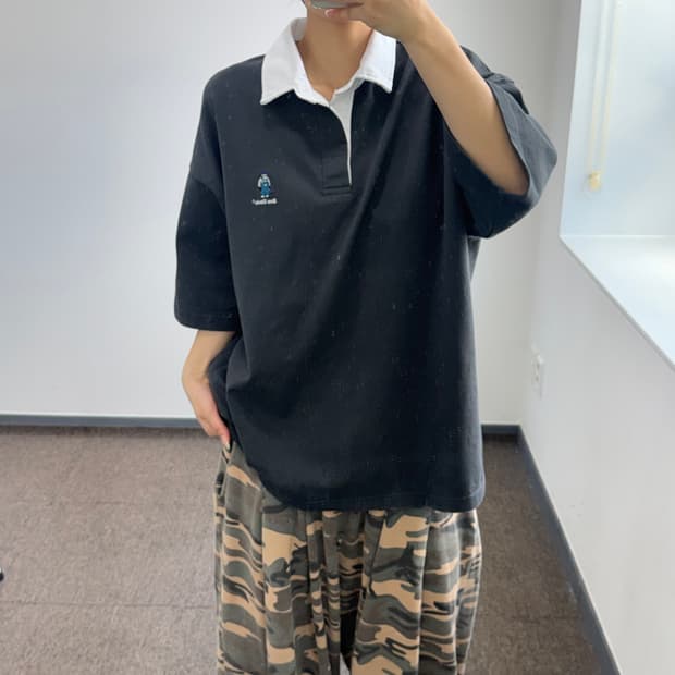 Ben Davis 벤데이비스 스몰로고 블랙 카라티