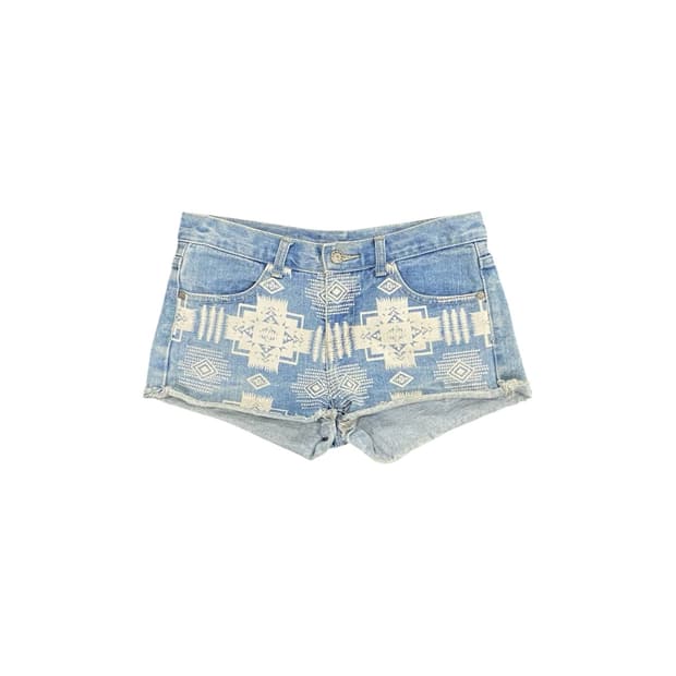 Japanese vtg 에스닉 문양 프린팅 데님 숏츠