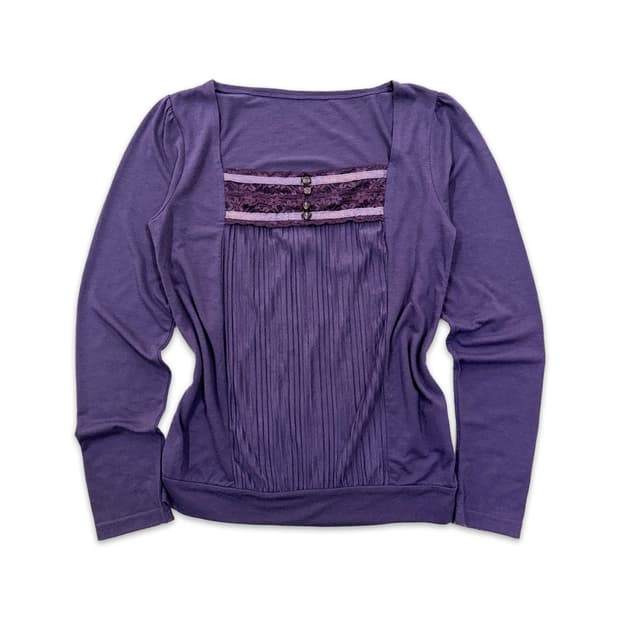 빈티지 바이올렛 모리 레이스 긴팔티