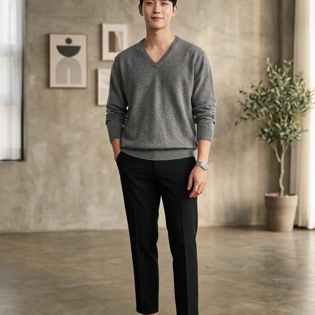 GOBI 고비 몽골리안 100% 캐시미어 브이넥 니트