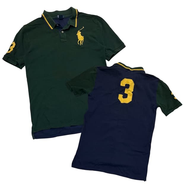 폴로 랄프로렌 배색 빅포니 카라티 그린 네이비