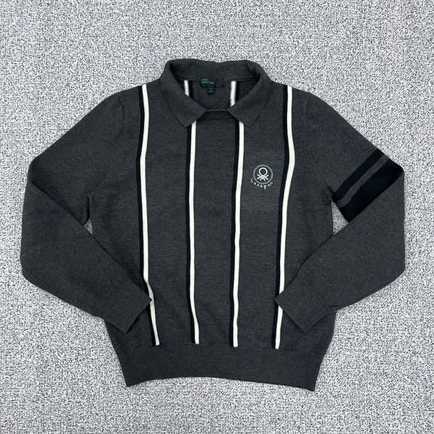 M 베네통 여성 스트라이프 카라 니트 0313M