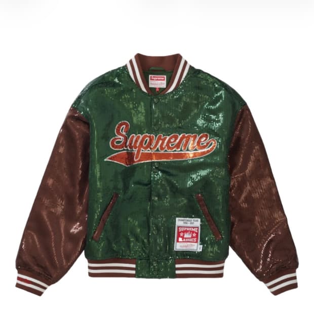 슈프림 미첼앤네스 세퀸 바시티 자켓23ss