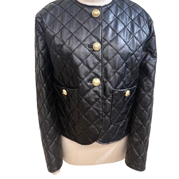 MINE 퀼팅 레더 블랙 자켓