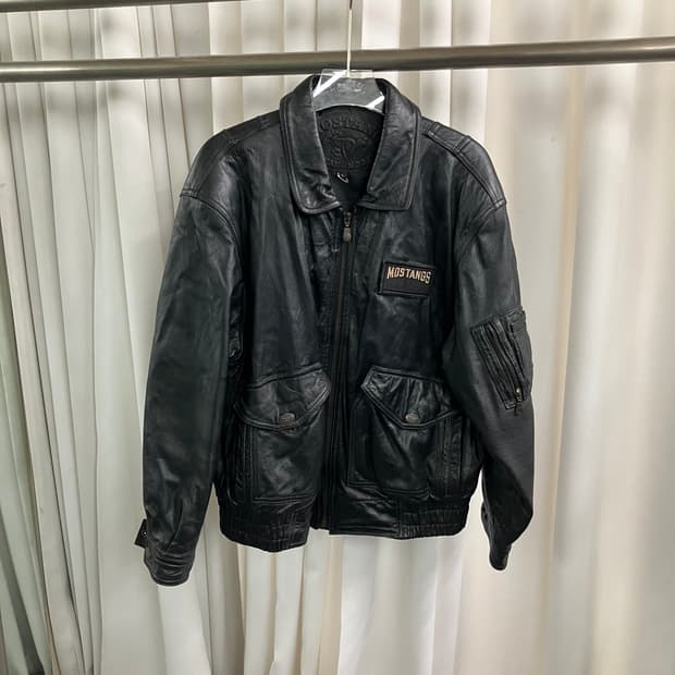 VTG 빈티지 블랙 레더 블루종 자켓 L