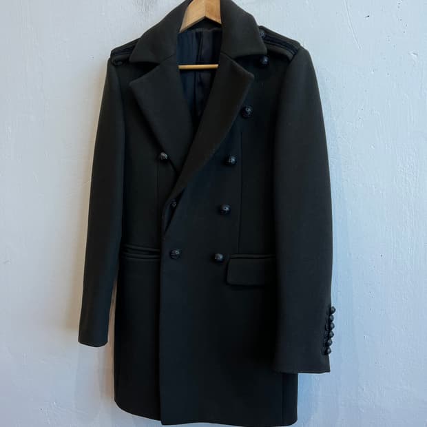 시스템 울 캐시미어 밀리터리 코트