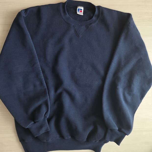 90s 러셀 무지 스웨트셔츠 네이비