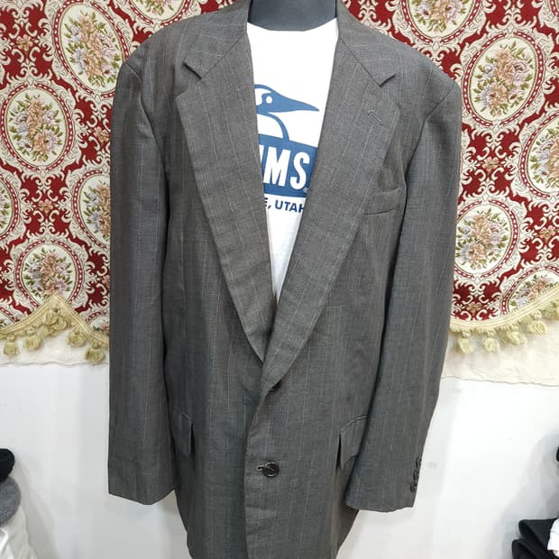 이세이미야케 80s 스트라이프 썸머울 블레이저

