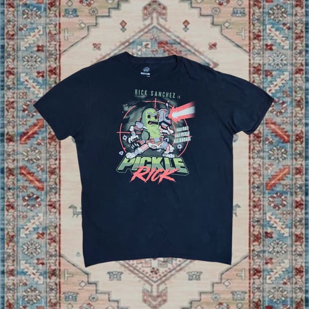 Rick and Morty 피클 릭 빈티지 그래픽 티셔츠 (L)