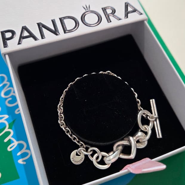 PANDORA 판도라 정품 노티드 체인팔찌 하트 실버팔찌