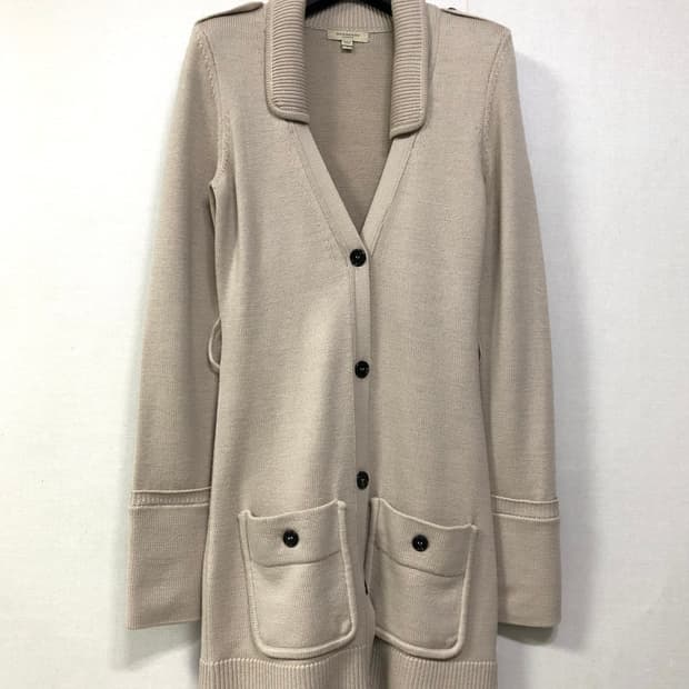 버버리 런던 여성 슬림핏 메리노 울100% 카라 롱 가디건 S