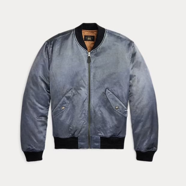 더블알엘 rrl 임브로이더 사틴 플라이트 자켓 L