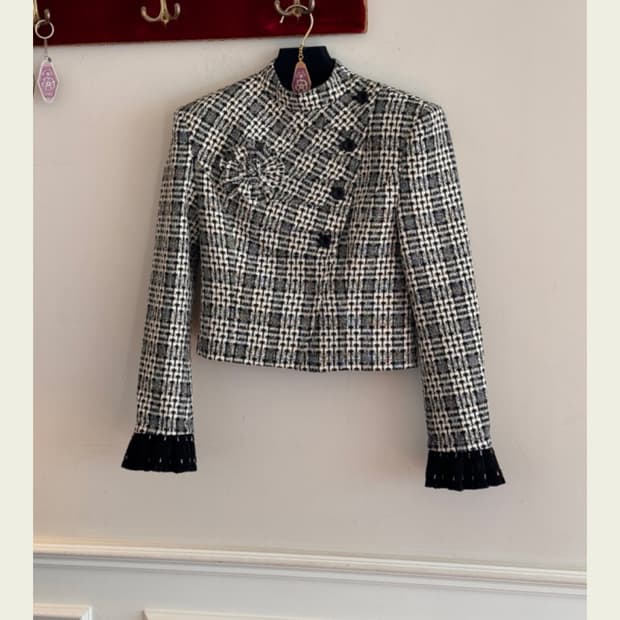 서쿠키 그레이시 체크 자켓