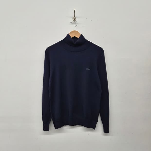 알마니 네이비 롤넥 니트 남성 M