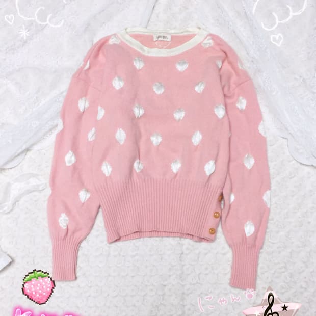 빈티지 핑크 도트 니트