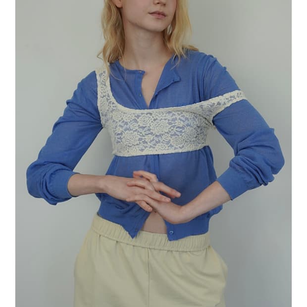 구해요))위드아웃썸머 Layered bustier top lace
