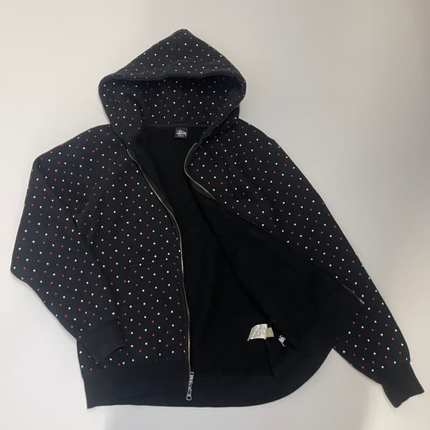 00s STUSSY 스투시 카드 패턴 후드 집업 M