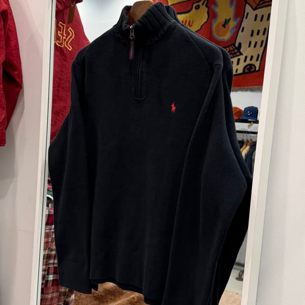 Polo RL 폴로 랄프로렌 하프넥 쿼터 집업 니트 (Black)