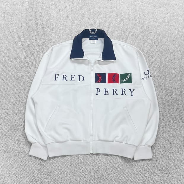 프레드페리 재팬 올드스쿨 트랙탑 자켓 화이트