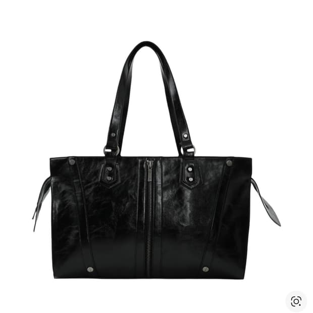 보헤미안서울 지퍼 디테일 숄더 백 가방 글로시 블랙 보헴서