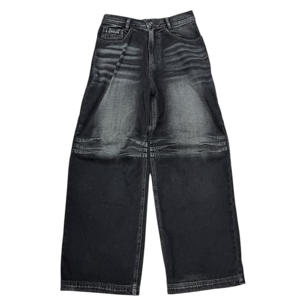 BLR 비엘알 더블 트라이던트 워싱 와이드 데님 팬츠 바지 S