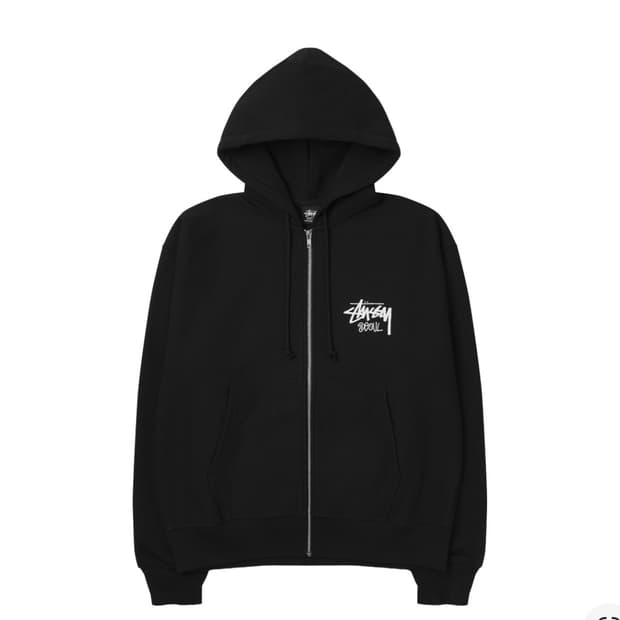 스투시 스탁 서울 후드 집업 블랙