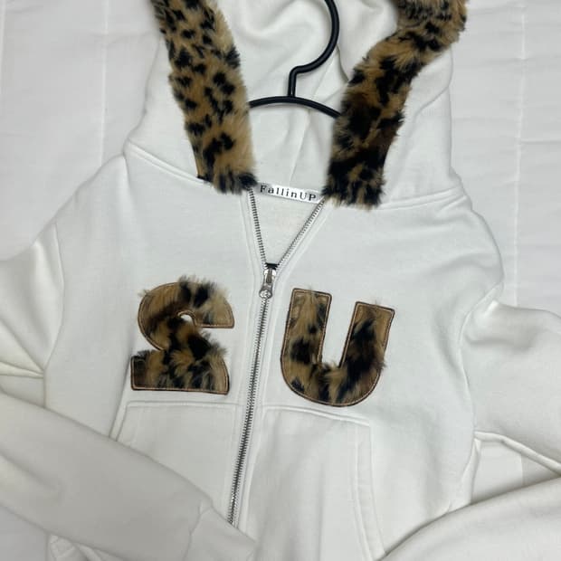 호피 퍼 후드집업