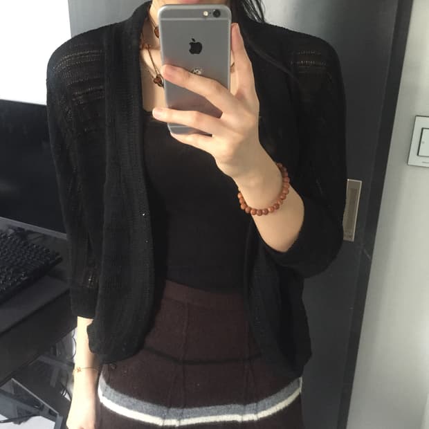 Glisse 갸루 가오리핏 스팽글 글리터 시스루 숏가디건