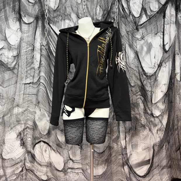 Y2K lettering Glitter hoodie zip up