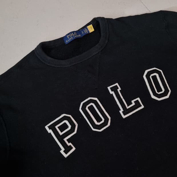 폴로 블랙 로고 맨투맨 티셔츠 s