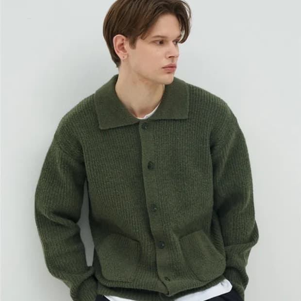 Blondnine 버튼 카라넥 니트 가디건 자켓 L size