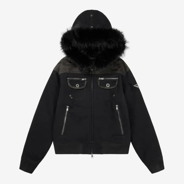아캄 Fur Camo Contrast Jacket (Black)