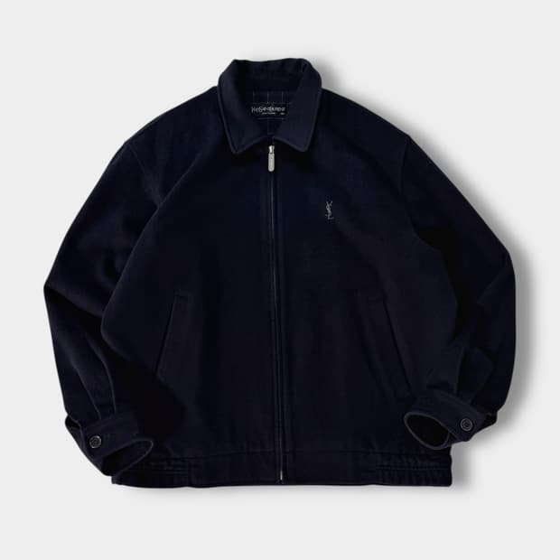 입생로랑 오버핏 90‘s 캐시미어 울 블루종 스윙 자켓