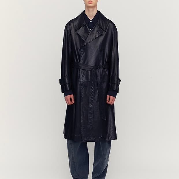 쿠어 리얼레더 트렌치코트 SIZE L