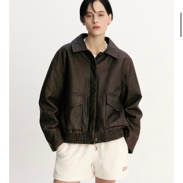Fallett 팔렛 빈티지 워싱 레더 자켓 브라운