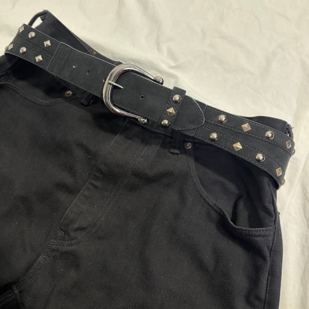 빈티지 스터드 스웨이드 레더 벨트