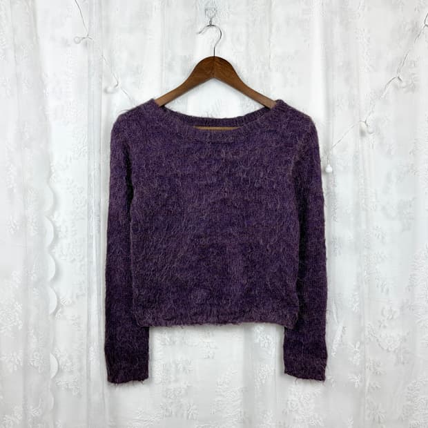 Rare City Purple Mohair Cropped Knit Top