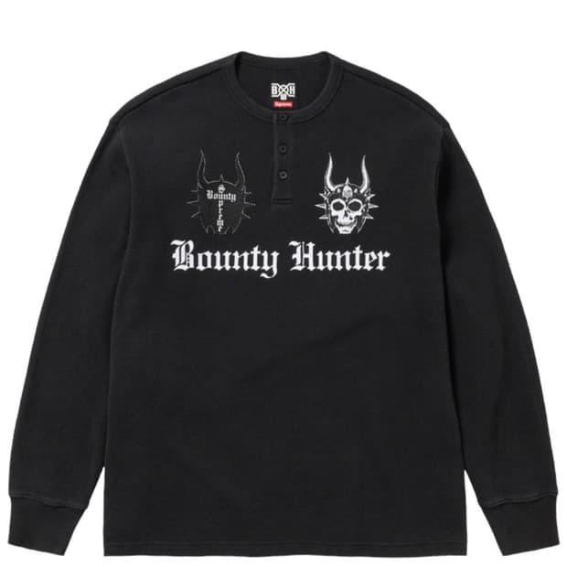 슈프림 x 바운티 헌터 써멀 헨리 롱슬리브 탑 블랙 - 23FW