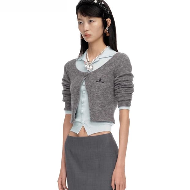 [8,10]슈슈통 25fw 원 버튼 캐시미어 가디건/그레이